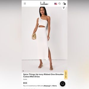 Lulus Spice Things Up Ivory Ribbed One-Shoulder Cutout Midi Dress